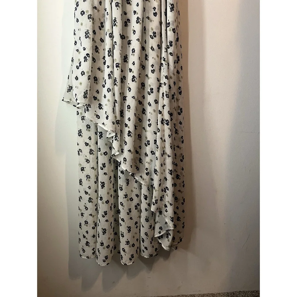 Abercrombie & Fitch Floral Faux Wrap‎ Maxi Dress White Blue Size Small